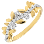 Ring Magische Tuin - Gebladerte Royal - groot model - diamanten en geel goud - 18 karaat