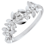 Ring Magische Tuin - Gebladerte Royal - groot model - diamanten en wit goud - 9 karaat