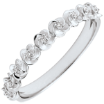 Ring Ontluiken - Kroon van rozen -klein model - wit goud en diamanten - 18 karaat