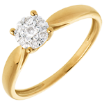 Ring Roseau Geel Goud betegeld - 7 Diamanten