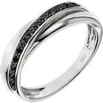 Ring Saturnus Diamant - 13 zwarte diamanten en wit goud - 18 karaat