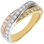 Ring Saturnus Diamant - 3 goudkleuren - 29 diamanten - 18 karaat