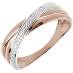 Ring Saturnus Duo variatie - roze goud - 4 diamanten