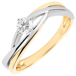 Solitair Nid Précieux - Dova- diamant 0.15 karaat - wit en geel goud 18 karaat