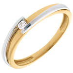 Solitair Nid Précieux -Tweepolig - Wit Goud - Geel Goud - 0.04 karaat - 18 karaat