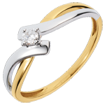 Solitaire Nid Précieux - Chamaille - diamant 0.08 carat - or blanc et or jaune 18 carats