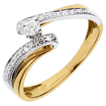 Solitaire Nid Précieux - Système solaire - diamant 0.08 carat - or blanc et or jaune 18 carats