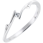 Solitaire Nid Précieux - Twijgje - wit goud 9 karaat en diamant