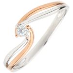 Solitaire Ring Parfum Dageraad Nid Précieux - Kostbaar - Roze Goud Wit Goud - 0.03 karaat - 9 karaat