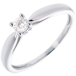 Solitaire roseau or blanc 18 carats - 0.16 carat