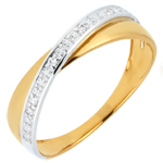 Trauring Saturnduett - Diamanten - Weiß- und Gelbgold - 9 Karat