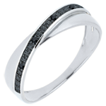 Trauring Saturnduett - Schwarze Diamanten - 9 Karat