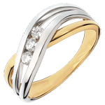 Trilogy Ring Nid Précieux - Nympheade - Geel Goud Wit Goud - 3 Diamanten - 18 karaat