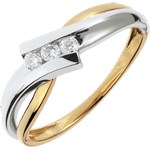 Trilogy Ring Nid Précieux - Solfege - Wit Goud Geel Goud - 3 Diamanten - 18 karaat