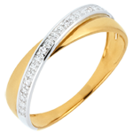 Trouwring Saturnus Duo - diamanten - geel en wit goud - 18 karaat