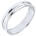 Trouwring Saturnus Trilogie variatie - wit goud - 18 karaat