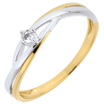 Verlovingsring Diamanten solitair Nid Précieux -Dova - 0.03 karaat Diamant - Geel Goud Wit Goud - 9 karaat