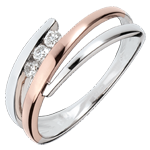 Verlovingsring Parfum Dageraad Nid Précieux - Trio diamanten - roze goud. wit goud - 3 diamanten - 18 karaat