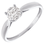 Zarter Ring in Weißgold Diamantsphäre - 7 Diamanten