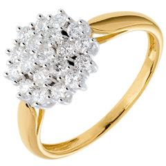 Anello Caleidoscopio pavé diamanti - Oro bianco e Oro giallo - 18 carati - 19 Diamanti - 0.61 carati