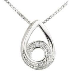 Collana Goccia di Poesia - Oro bianco - 18 carati - 5 Diamanti 
