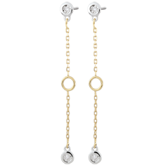 Orecchini Satine - Oro bianco e Oro giallo - 9 carati - 4 Diamanti