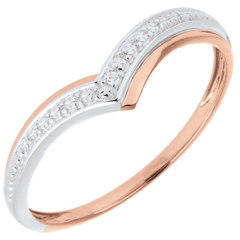 Anello Ali preziose - Oro bianco e Oro rosa - 18 carati - Diamante 