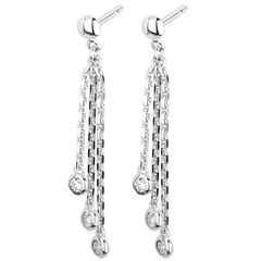 Orecchini pendenti Cascata - Oro bianco - 9 carati - Diamanti