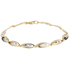 Bracciale Piume di ganga - Oro bianco e Oro giallo - 18 carati - 12 Diamanti