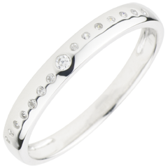 Fede con diamanti Nuziale - Oro bianco - 18 carati - 15 Diamanti