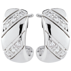 Orecchini a cerchio - Jolie - Oro bianco - 9 carati - 12 Diamanti