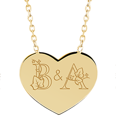 Halsketting met gegraveerd hartje medaillon - 9K geel goud - ABC Yours Collectie - Edenly Yours