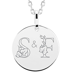 Medaglietta rotonda incisa - oro bianco 9 carati - Collezione ABC Yours - Edenly Yours