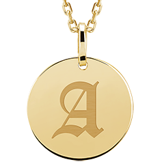 Medaglietta rotonda incisa - oro giallo 9 carati - Collezione ABC Yours - Edenly Yours