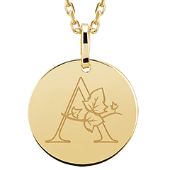 Round medal engraved - 9K yellow gold - ABC Yours Collection - Edenly Yours