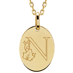 Medalion oval gravat - aur galben de 9 carate - Colecția ABC Yours - Edenly Yours