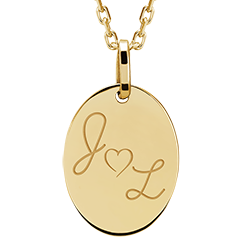 Oval medal engraved - 9K yellow gold - ABC Yours Collection - Edenly Yours