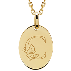 Médaille ovale gravée - or blanc 9 carats - Collection ABC Yours - Edenly Yours