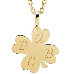 Medaglietta quadrifoglio incisa - oro giallo 9 carati - Collezione ABC Yours - Edenly Yours