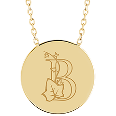 Colier medalion rotund gravat - aur galben de 9 carate - Colecția ABC Yours - Edenly Yours
