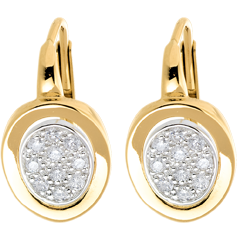 Dormeuses alcôve or jaune 18 carats et or blanc pavé - 0.24 carats - 20 diamants