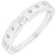 Bague solitaire Désirée or blanc 18 carats - diamant 0.10 carat
