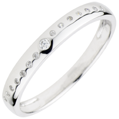 Anneau diamanté Nuptial - or blanc 9 carats