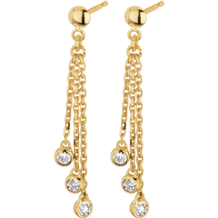 Boucles d'oreilles pendants cascade or jaune 18 carats