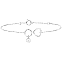 Bracelet Abondance - Coeur - or blanc 18 carats et perle