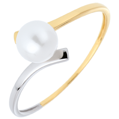 Bague perle Olympia deux ors - or blanc et or jaune 18 carats