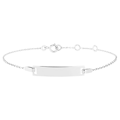 Children's bracelet with engravable rectangular plate – white gold 18 carat