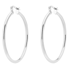 Medium thick hoop earrings – diameter 30 – white gold 18 carat