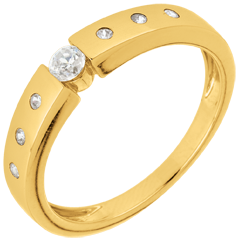 Bague solitaire Désirée or jaune 9 carats - diamant 0.10 carat