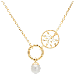 Collier Abondance - Arbre de vie - or jaune 9 carats et perle